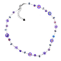 Cargar imagen en el visor de la galería, Muranoglas Glitzer Glasperlen blau bunt Perlen Scheiben Kette Damen Schmuck 42-50 cm verstellbar
