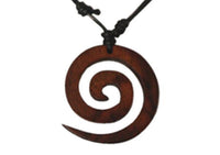 Load image into Gallery viewer, Holz Kette schwarz Baumwolle Spirale Holzanhänger braun Sonoholz 4cm Ø Halskette
