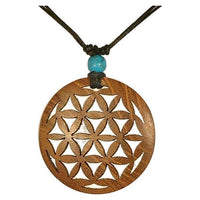 Load image into Gallery viewer, Holzkette Türkis verstellbar Baumwolle Anhänger filigran
