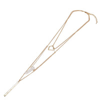 Load image into Gallery viewer, Brass Kette goldfarben dreiteilig Form Geometrisch Rechteck weißer Stein ca. 46cm Länge
