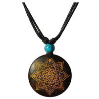 Load image into Gallery viewer, Halskette Holz Türkis verstellbar Anhänger gold silber
