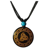 Load image into Gallery viewer, Halskette Holz Türkis verstellbar Anhänger gold silber
