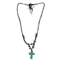 Load image into Gallery viewer, Halsketten Ethno Wachsfaden Steine Perlen Perlmutt Brass
