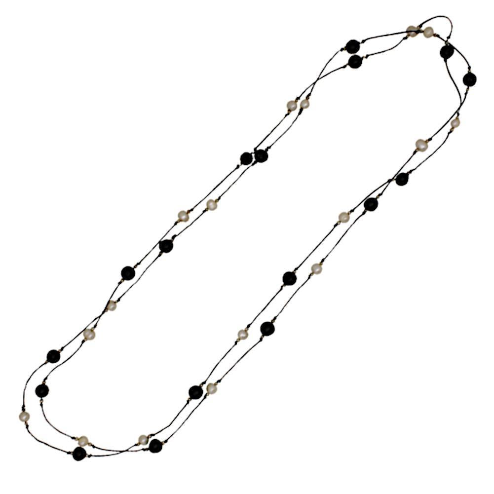 Halsketten Ethno Wachsfaden Steine Perlen Perlmutt Brass
