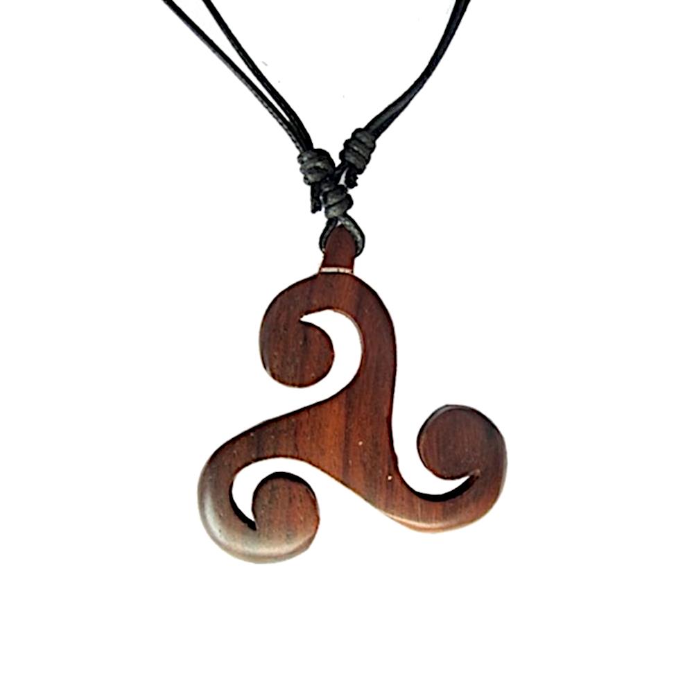 Celtic Viking braun Narra Holz Kette Triskele Halskette