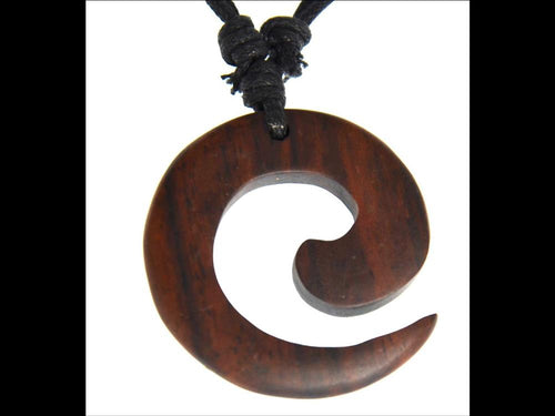 Necklace, chain, wood, cotton, wooden pendant, spiral