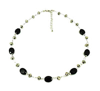 Cargar imagen en el visor de la galería, Halskette Glas Perlen Glitzer schwarz silber 42- 48 cm
