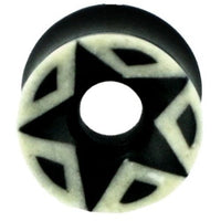 Cargar imagen en el visor de la galería, Bio Stern Horn Plug schwarz weiß Flesh Tunnel Organic Expander Tribal Plugs Piercing
