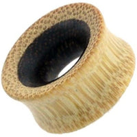 Load image into Gallery viewer, Tunnel Eisenholz Bambusholz schwarz hellbraun Punkte Maserung Holztunnel handgeschnitzt Tribal Holz Plug
