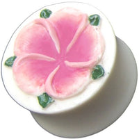 Cargar imagen en el visor de la galería, Bone Plug weiß Inlay Blume rosa grün handgeschnitzt Tribal Organic Expander Tunnel Piercing

