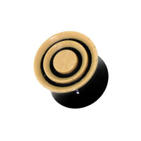 Cargar imagen en el visor de la galería, Horn Plug in schwarz beige Kreise Kokosholzinlay handgeschnitzt Tribal Buffalo Tunnel Ohrstecker
