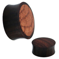 Load image into Gallery viewer, Tribal Holz Plug gefüllt Mangoholz Maserung braun dunkel
