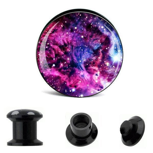 Screw Plug Acrylic Galaxy Pink Purple Blue White Tunnel Expander Piercing Ear Jewelry