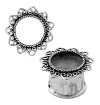 Load image into Gallery viewer, Silbertunnel  Blüte Seil Spiralbögen spitz 925 Sterling Silber Tunnel Plug Organic Expander
