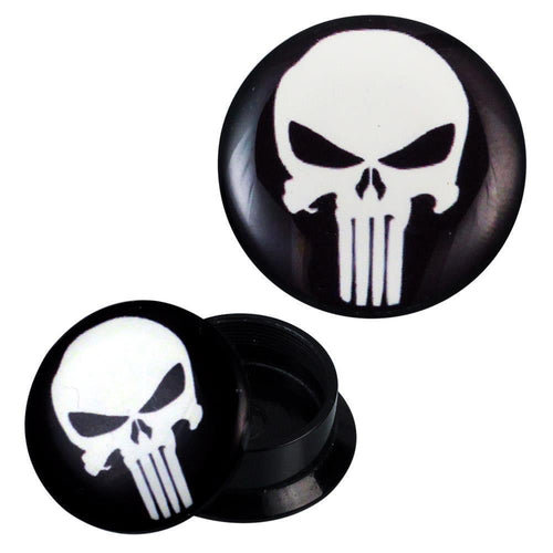 Schraub Plug Acryl Skull lange Zähne Piercing Ohrschmuck