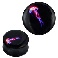 Load image into Gallery viewer, Plug Acryl Qualle rot weiß lila schwarz Piercing Ohrschmuck
