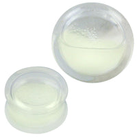 Load image into Gallery viewer, Two clear Plug Acryl samples for ear piercing, filled with white-yellow liquid, are displayed against a white background. Their rounded shapes and smooth surfaces are inspired by the Piercing Ohrschmuck design.
