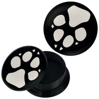 Load image into Gallery viewer, Schraub Plug Acryl Tatze Krallen weiß schwarz Piercing Ohrschmuck
