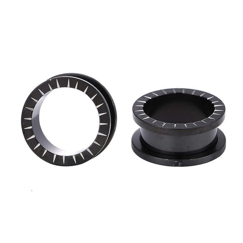 Chirurgenstahl Schraubplug Silberne Striche Plugrand Tunnel Plug Edelstahl dünn schwarz