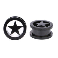 Cargar imagen en el visor de la galería, Schraubplug Edelstahl Tunnel Plug dünn schwarz Stern schwarz
