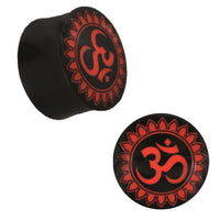 Load image into Gallery viewer, Plug Horn rote Gravur Om in Sonnenblume schwarz Piercing
