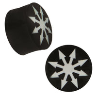 Load image into Gallery viewer, Plug Horn weiße Gravur schwarz Kreis Pfeile Piercing handgeschnitzt
