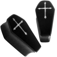 Load image into Gallery viewer, Holz Plug schwarz Sarg Kreuz weiß Holzplug handgeschnitzt Sonoholz Tribal Tunnel Expander
