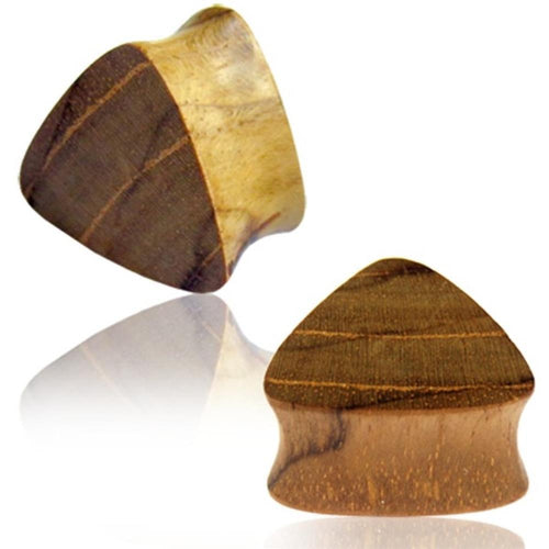 Triangle Plug Teakholz braun gemasert Expander Tunnel Tribal dreieckig