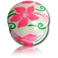 Load image into Gallery viewer, Holz Plug Hawaii Blume rosa grün Tunnel Ohrschmuck Teakholz Handverarbeitet Ohrstecker Ohrringe
