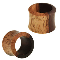 Load image into Gallery viewer, Holz Tunnel Sonoholz zweifarbig konvex hell dunkel braun
