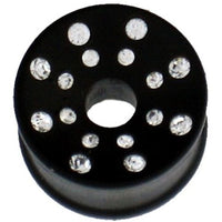 Load image into Gallery viewer, Holztunnel Eisenholz Kristalle Kreise schwarz handgeschnitzt Tribal Tunnel Plug Expander
