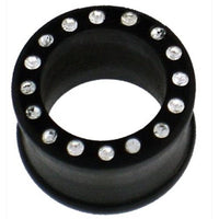 Load image into Gallery viewer, schwarz Holztunnel Kristalle weiß handgeschnitzt Eisenholz Tribal Tunnel Plug Expander Ohrstecker
