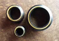 Load image into Gallery viewer, Flesh Tunnel Sonoholz Jackfrucht Holz Rim Inlay gelb Lobe Piercing double flared
