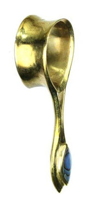 Load image into Gallery viewer, Flesh Tunnel antik golden Messing Expander Tropfen Paua Muschel Plug Ohrring
