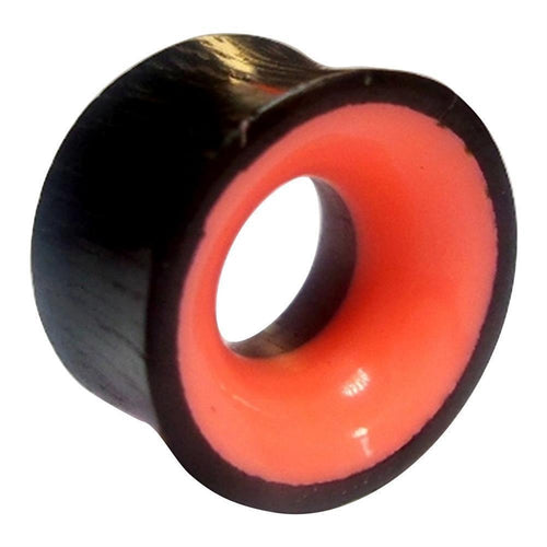 Flesh Plug Eisenholz Holz dunkel double flared pink Resin Inlay Ohr Piercing