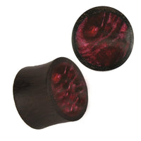 Load image into Gallery viewer, Organic Sonoholz dunkel Plug magenta fuchsia Resin Inlay schillernd Tribal
