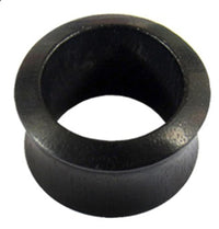 Cargar imagen en el visor de la galería, A hand-carved, black-grained Holztunnel Eisenholz Maserung Tribal Holz Tunnel Plug Expander for stretched piercings, shown against a white background.
