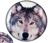 Load image into Gallery viewer, Plug Acryl weiß grauer Wolf Kopf schwarz Piercing Ohrschmuck
