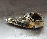 Load image into Gallery viewer, Flesh Tunnel antik gold Messing zum Einhängen Flamme
