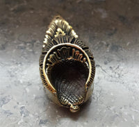 Load image into Gallery viewer, Flesh Tunnel antik gold Messing zum Einhängen Flamme
