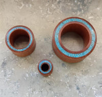 Cargar imagen en el visor de la galería, Flesh Tunnel Sawoholz Rim Inlay dünn Türkis double flared
