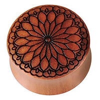 Load image into Gallery viewer, Plug Sawo Holz braun Gravur schwarz Blüte Herz Tribal Expander Organic Tunnel
