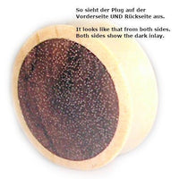 Load image into Gallery viewer, The Holz Plug Flesh Tunnel Teakholz features a circular, zweifarbiger Unisex design with a light outer ring and a dark, textured Inlay. Both sides display the same dark inlay. Double flared for comfort.
