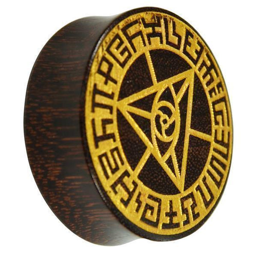 Holz Plug Auge Dreieck dreigeteilt gold double flared