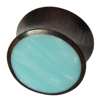 Cargar imagen en el visor de la galería, Holz Plug Sonoholz türkis schillernd Inlay Resin hellblau double flared
