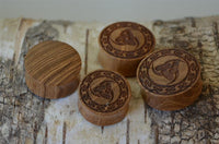 Cargar imagen en el visor de la galería, Holz Teakholz Plug Odins Horn Knotenrand double flared
