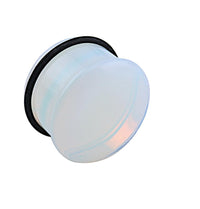 Load image into Gallery viewer, Opal Stein weiß Plug Dehner single flared Gummiring
