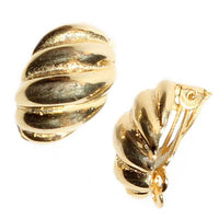 Load image into Gallery viewer, Silberohrclips Clips 18 mm vergoldet oval diagonal Wölbung 925er Sterlingsilber Ohrringe

