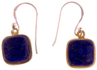 Load image into Gallery viewer, Silberohrringe vergoldet eckig Stein Lapis blau Ohrringe 925 Sterling Silber Lazuli
