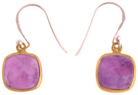 Load image into Gallery viewer, Silberohrringe vergoldet eckig Stein Amethyst lila Ohrringe 925 Sterling Silber
